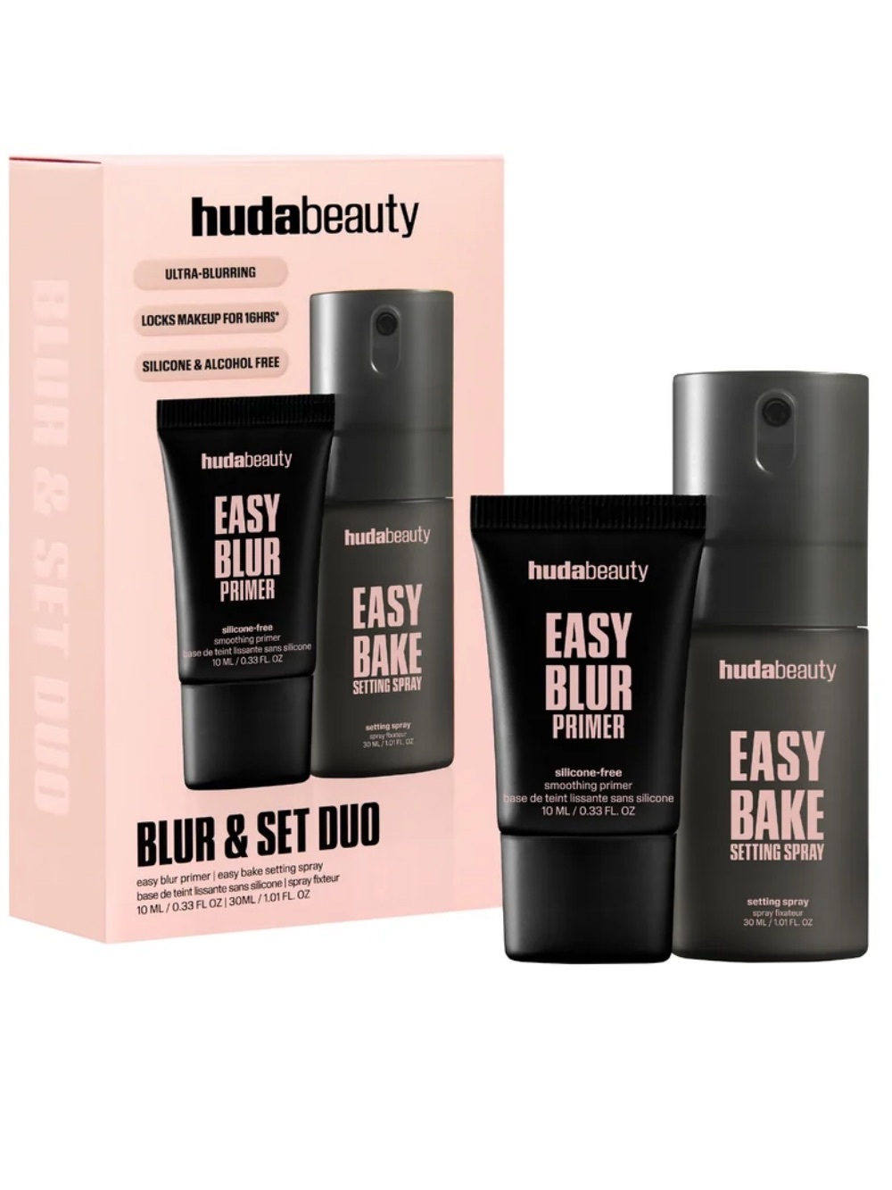 HUDA BEAUTY Easy Blur Primer & Easy Bake Setting Spray Duo - Pink & Black